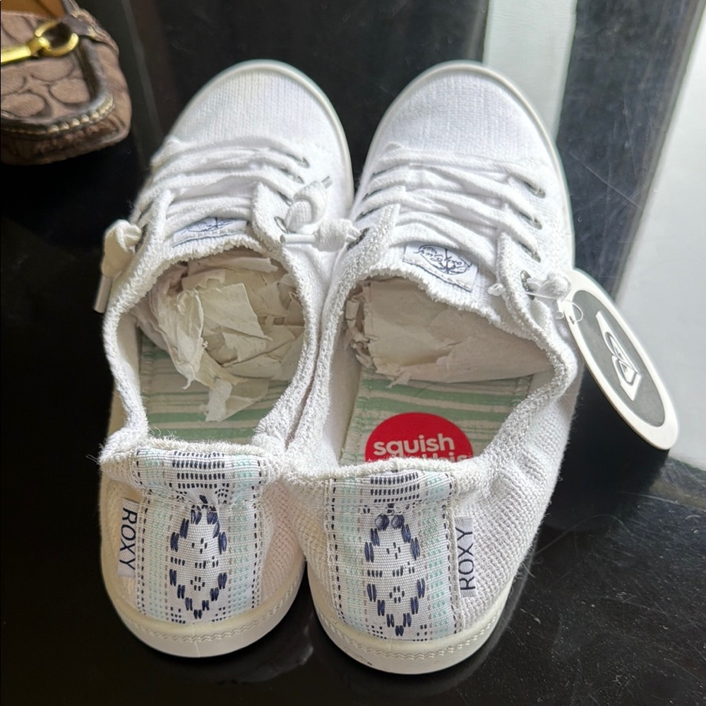 ROXY White Canvas SLIP-on Sneakers - Picture 2 of 7